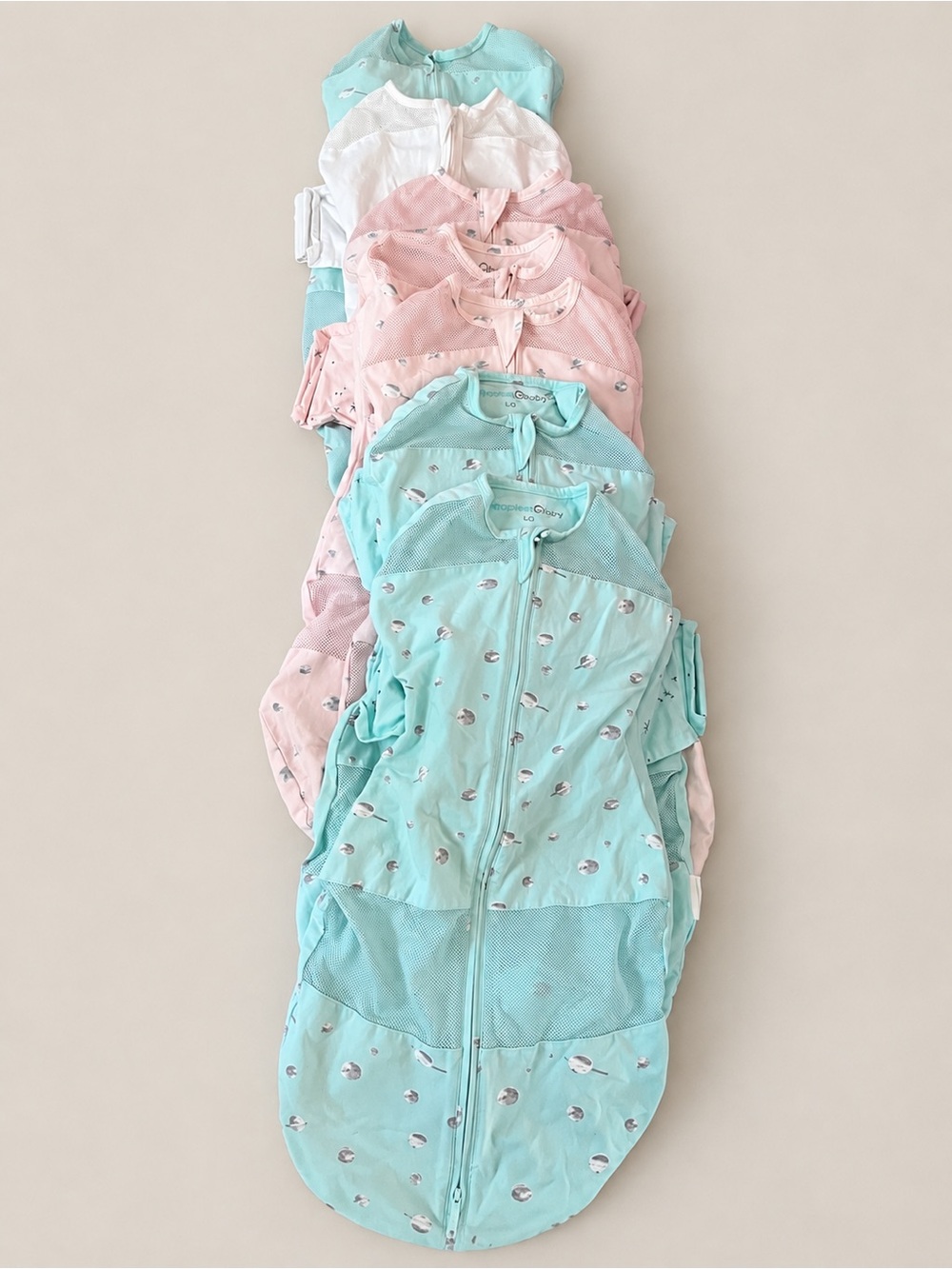 Baby Sleep Sack Zippered Pajama - Mint, Pink & White (Pack)-with locks on back